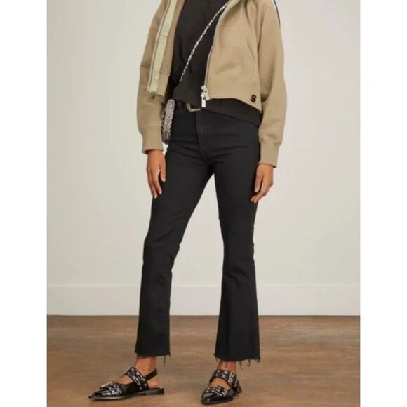 NEW Mother LIL  Hustler Ankle Fray Jeans in Not Guilty Black Petite Size 30 - Picture 2 of 4